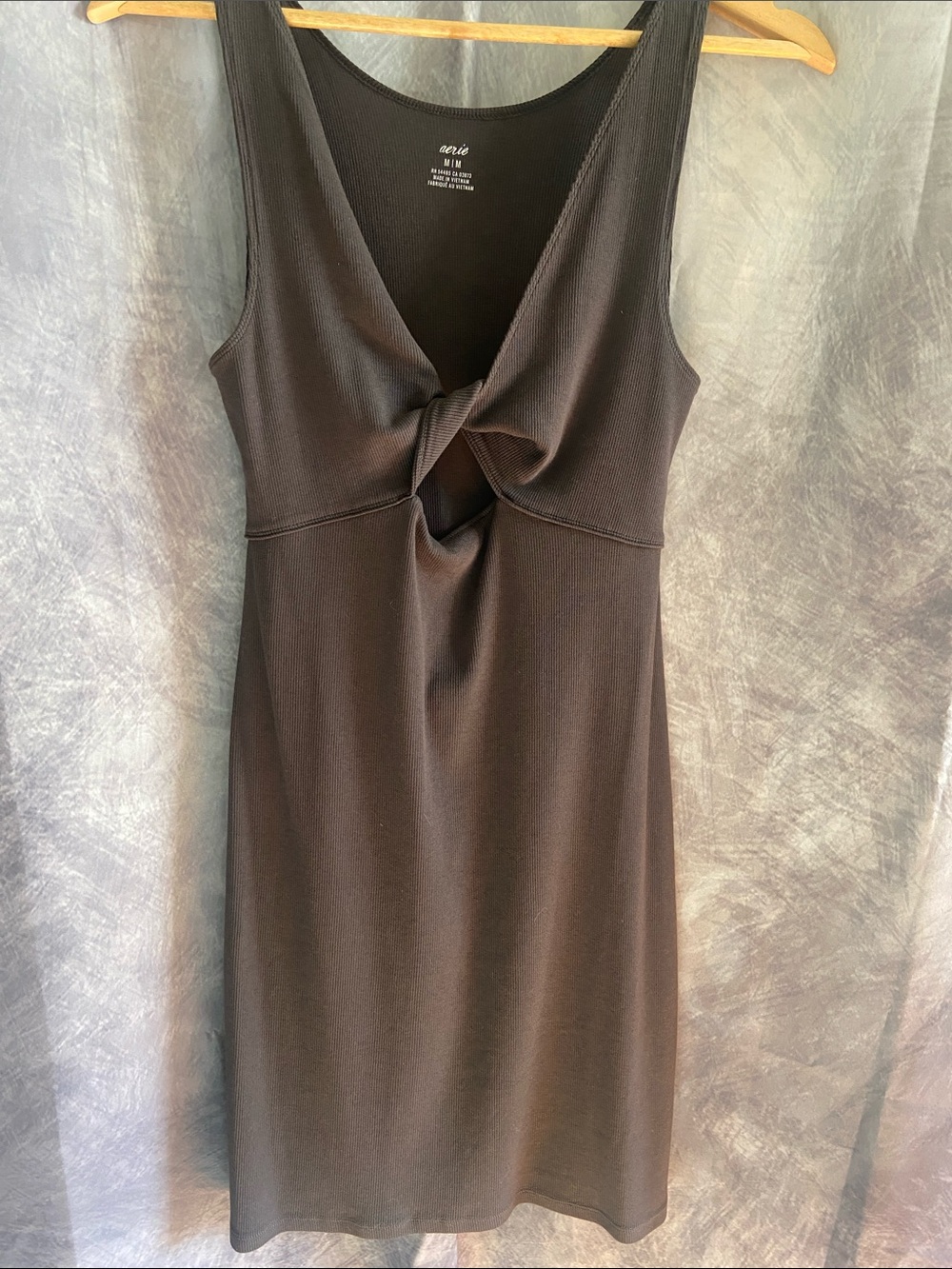 aerie charcoal gray/black Twist-Knot Mini Dress NWT never worn!